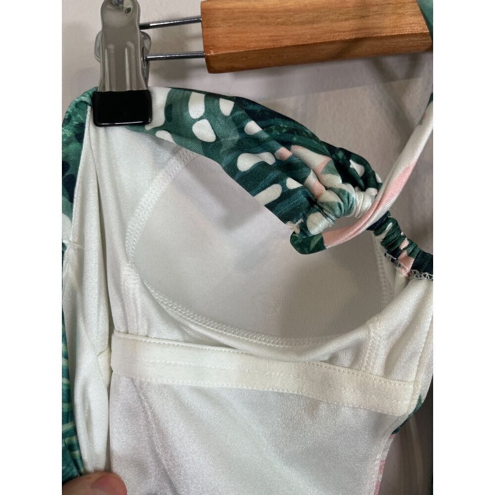 Pacsun Swimsuit L Green Tropical Palm Leaf Floral Resort Beach Feminine Boho 90s - Picture 9 of 15